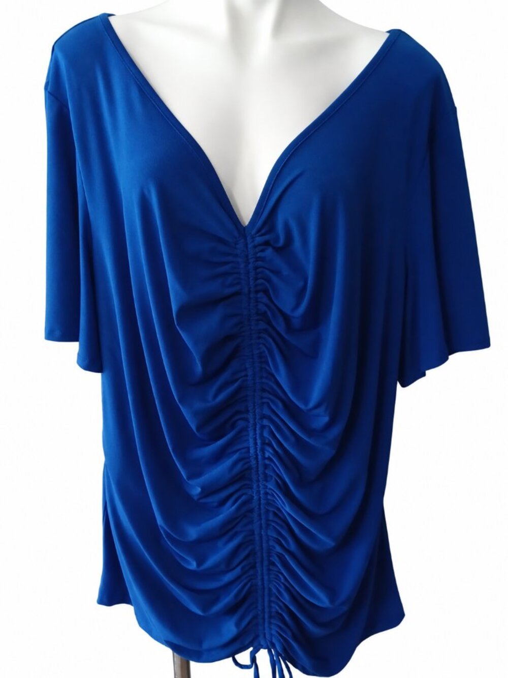 Plus Size 3X Blouse Monroe & Main Royal Blue Ruched V-Neck Top. Casual Or Dressy